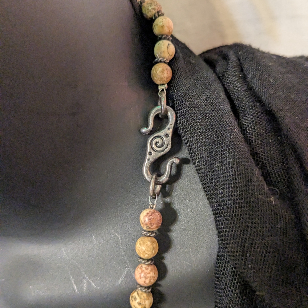 Beaded Blue Speckled Ceramic Statement Necklace 18" approx - Picture 3 of 3